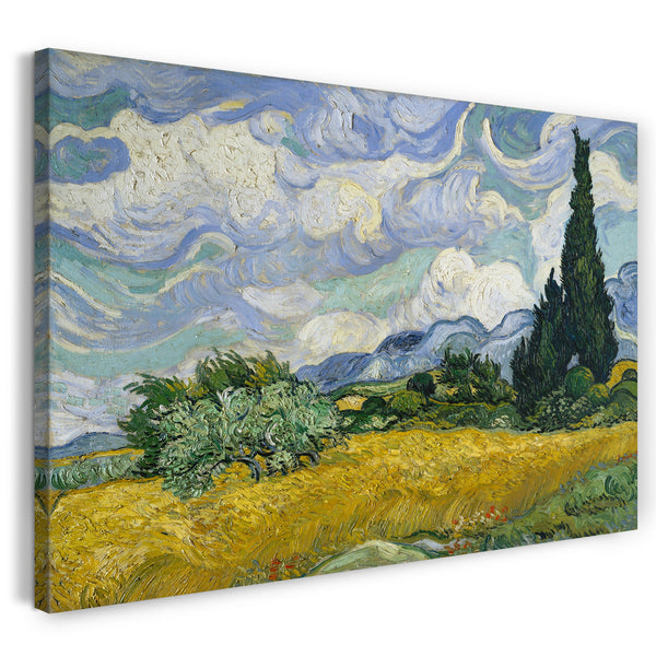 Leinwandbild Vincent van Gogh - Weizenfeld mit Zypressen (1889)
