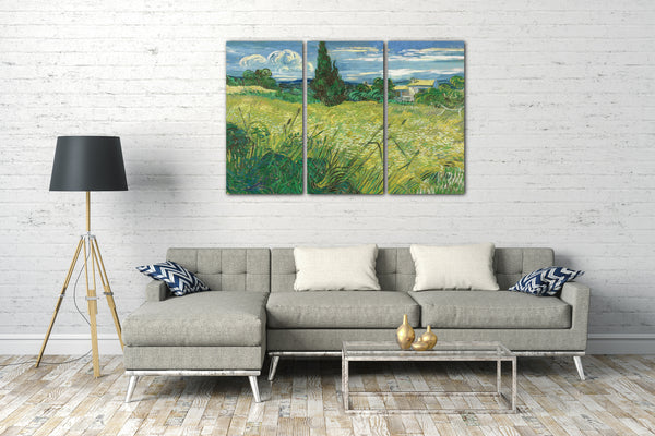 Leinwandbild Vincent van Gogh - Grünes Weizenfeld mit Zypressen (1889)