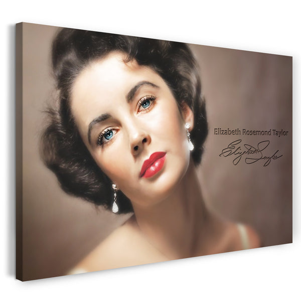Leinwandbild Elizabeth Liz Taylor jung in Farbe Nahaufnahme sexy