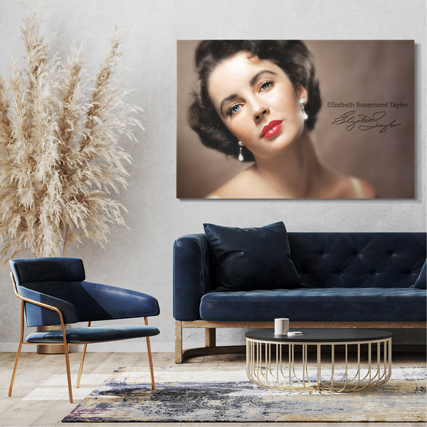 Leinwandbild Elizabeth Liz Taylor jung in Farbe Nahaufnahme sexy