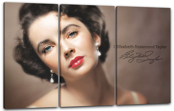 Leinwandbild Elizabeth Liz Taylor jung in Farbe Nahaufnahme sexy