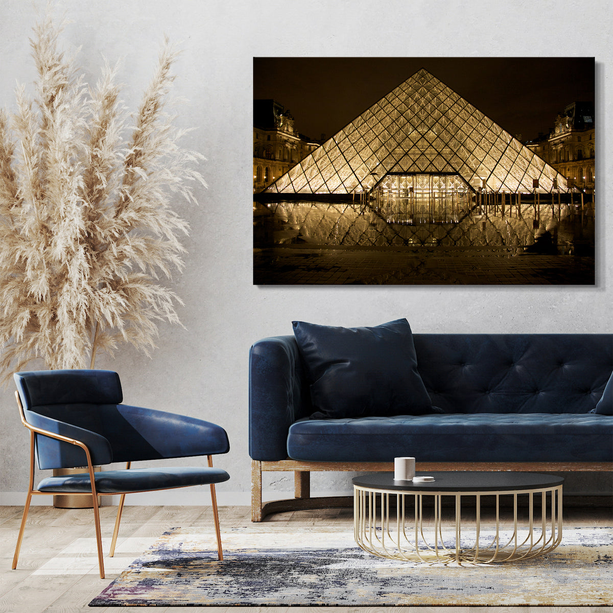am Paintings in Pyramide Printed Nacht Kunstdruck Eingang Louvre Paris Architektur-Meisterwerk Le –