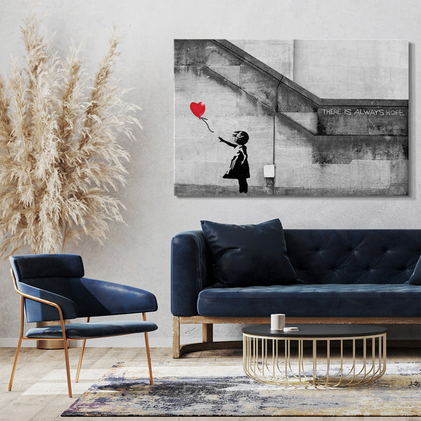 Leinwandbild Banksy - Balloon Girl Mädchen mit Luftballon always hope Street Art