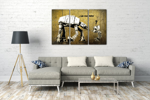 Leinwandbild Banksy - AT-ST und AT-AT Star Wars I am your father Ich bin dein Vater