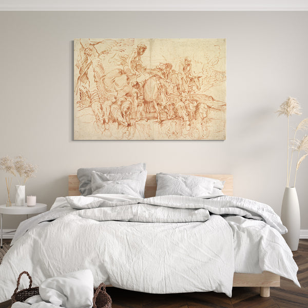 Leinwandbild Giovanni Benedetto Castiglione - Pastorale Reise mit Herden an einem Bach