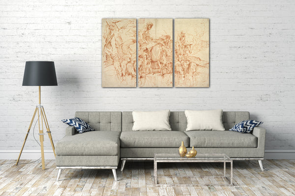 Leinwandbild Giovanni Benedetto Castiglione - Pastorale Reise mit Herden an einem Bach