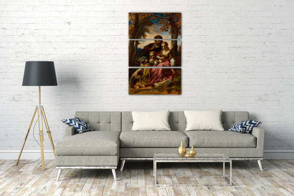 Leinwandbild Narcisse-Virgile Díaz de la Peña - Figuren und ein Hund in einer Landschaft