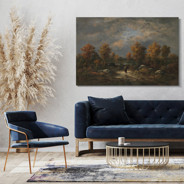 Top-Angebot Kunstdruck Narcisse-Virgile Díaz de la Peña - Herbst: Der Waldteich Leinwand auf Keilrahmen gespannt