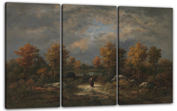 Leinwandbild Narcisse-Virgile Díaz de la Peña - Herbst: Der Waldteich