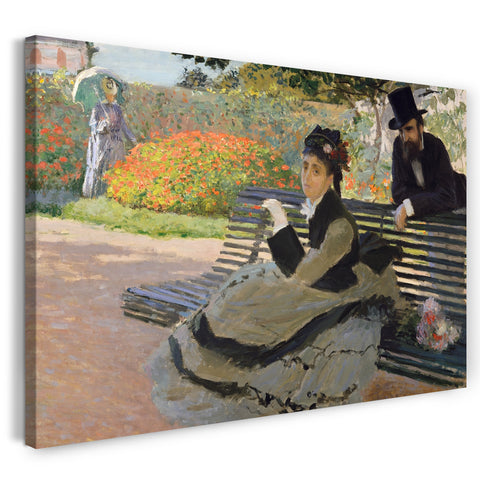 Leinwandbild Claude Monet - Camille Monet auf einer Gartenbank (1873)
