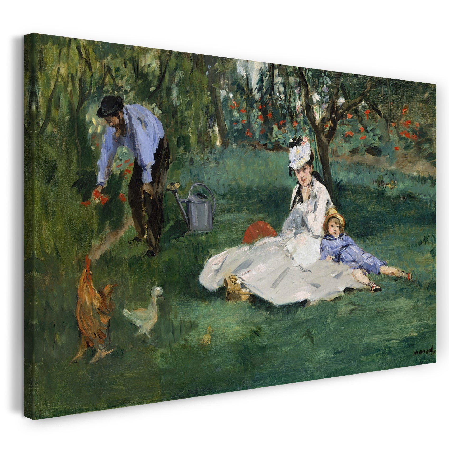 Leinwandbild Claude Monet - Die Familie Monet in ihrem Garten in Argenteuil (1874)