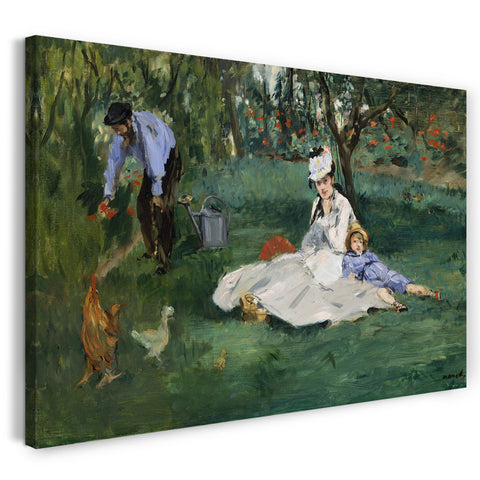 Leinwandbild Claude Monet - Die Familie Monet in ihrem Garten in Argenteuil (1874)