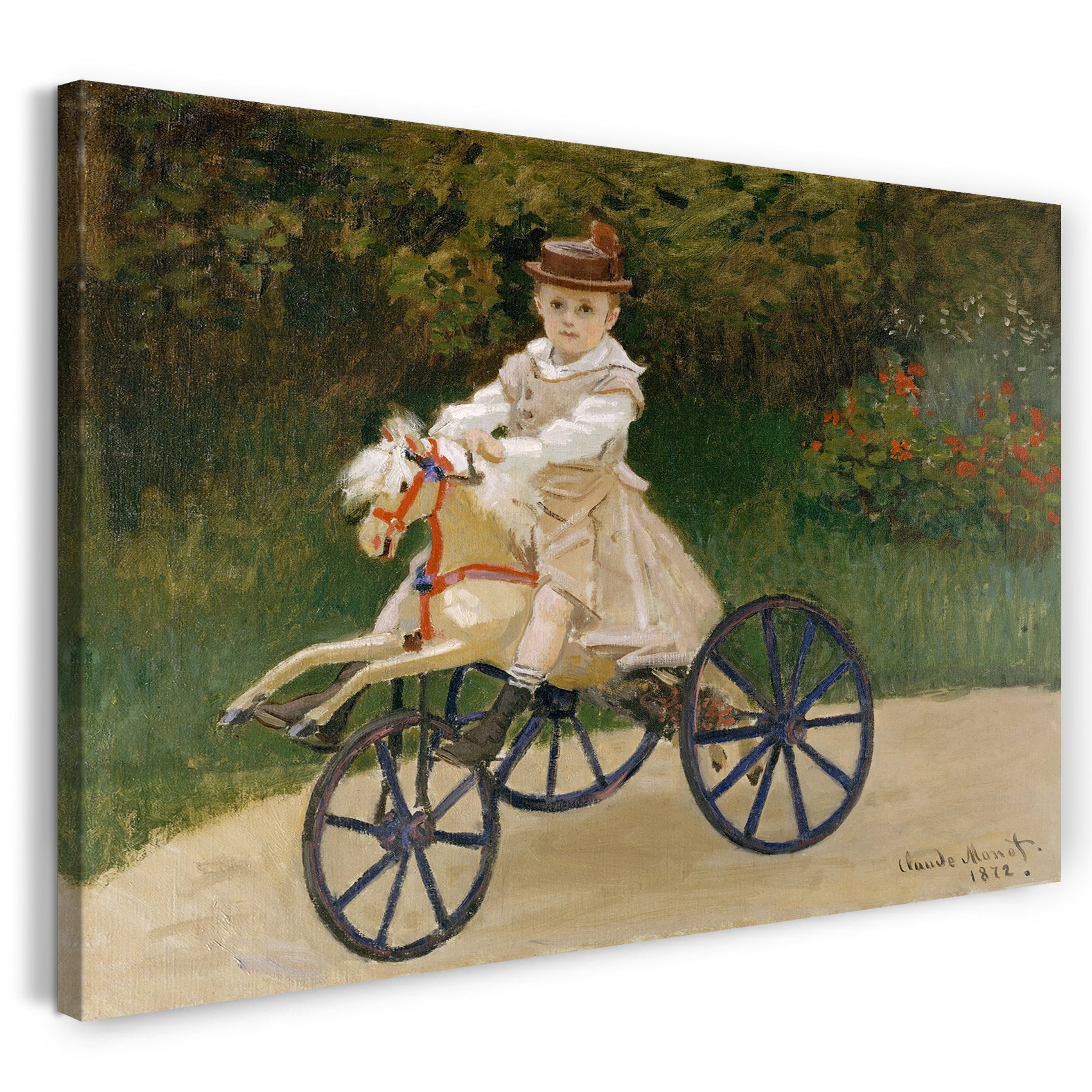 Leinwandbild Claude Monet - Jean Monet auf seinem Pferderad (1872)