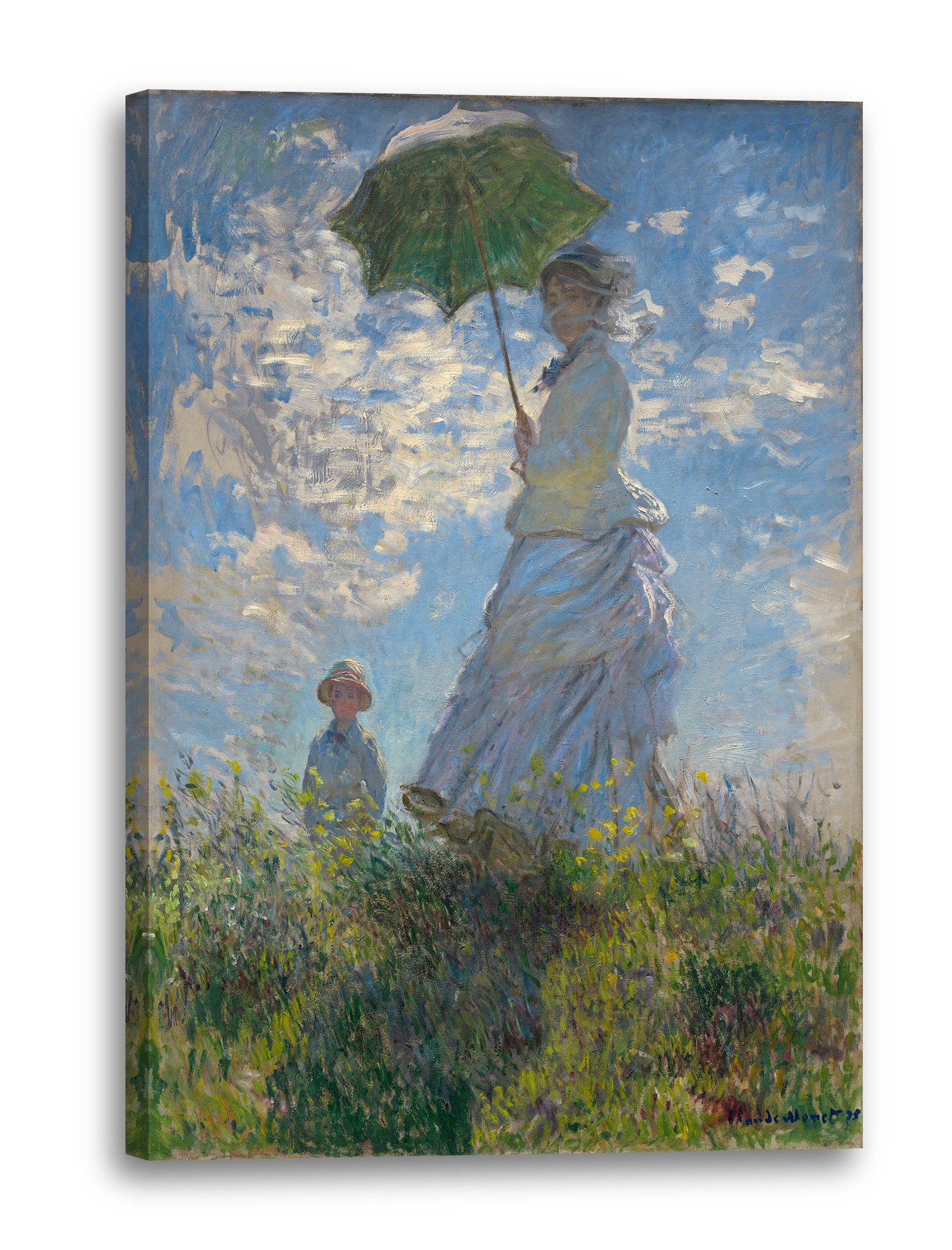 Leinwandbild Claude Monet - Frau mit Sonnenschirm - Madame Monet mit ihrem Sohn (1867)