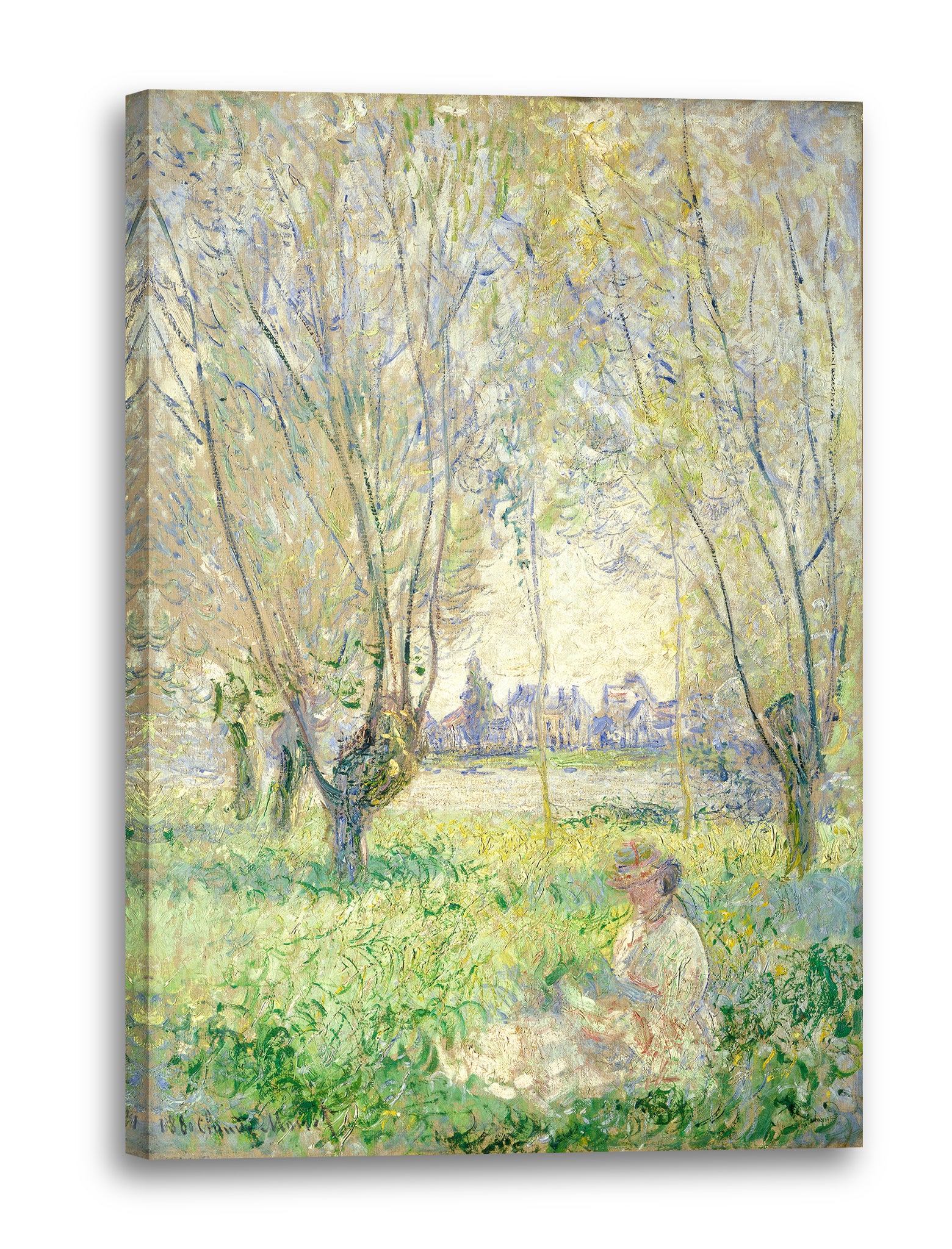 Leinwandbild Claude Monet - Frau unter den Weiden sitzend (1880)