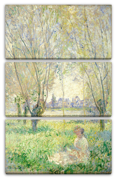 Leinwandbild Claude Monet - Frau unter den Weiden sitzend (1880)