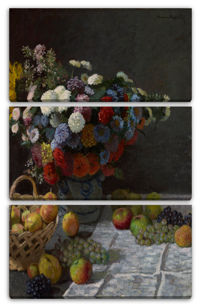 Leinwandbild Claude Monet - Stillleben mit Blumen und Früchten (1869)
