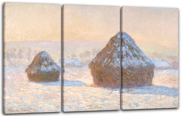 Leinwandbild Claude Monet - Heuschober am Morgen, Schneeeffekt (1891)