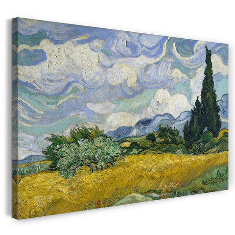 Leinwandbild Vincent van Gogh - Weizenfeld mit Zypressen (1889)