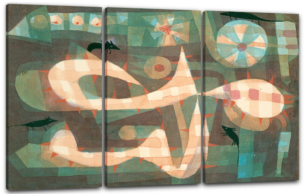Leinwandbild Paul Klee - Die Stachelschlinge mit den Mäusen (1923)