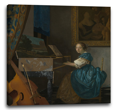 Leinwandbild Jan Vermeer - Sitzende Virginalspielerin (1672)