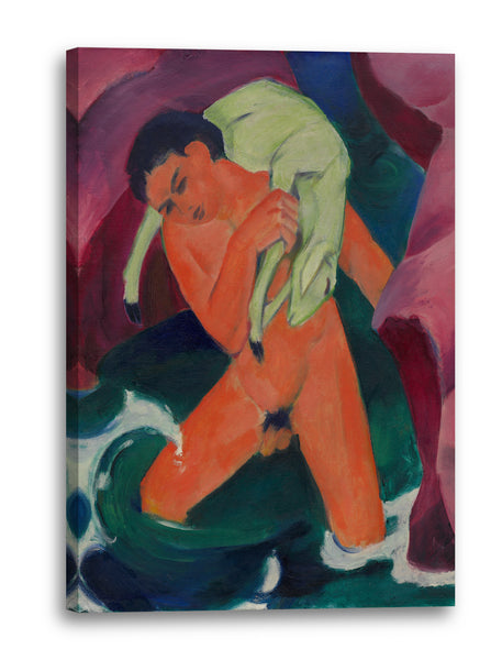 Leinwandbild Franz Marc - Knabe mit Lamm; Der gute Hirte (1911)