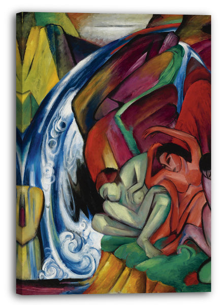 Leinwandbild Franz Marc - Der Wasserfall (Frauen unter einem Wasserfall) (1912)