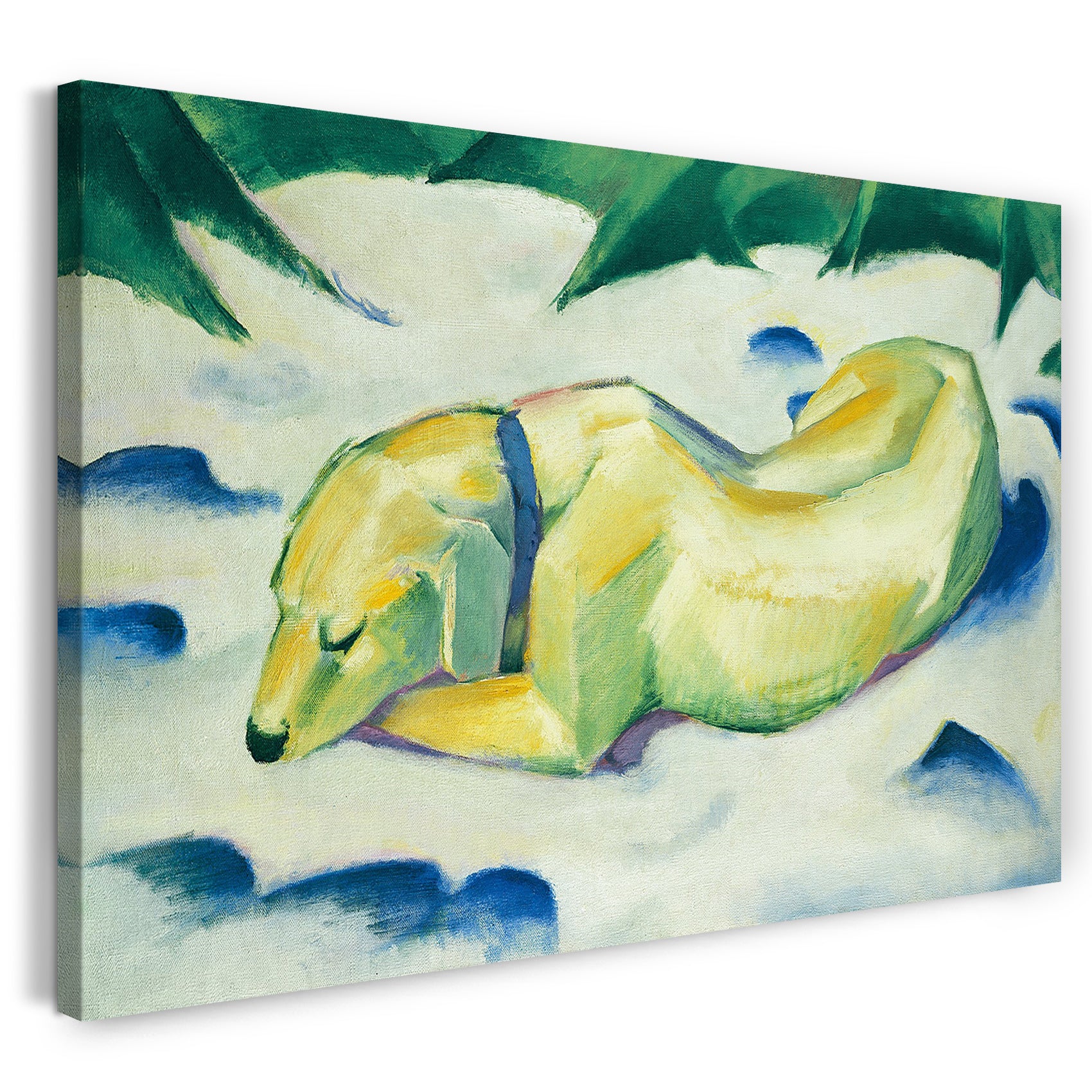 Leinwandbild Franz Marc - Liegender Hund im Schnee (191011)
