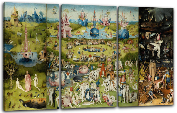 Leinwandbild Hieronymus Bosch - Der Garten der Lüste (1490/1510) - Alle drei Tafeln