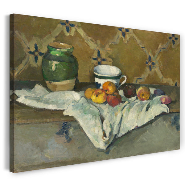 Leinwandbild Paul Cézanne - Stillleben mit Krug, Tasse und Äpfel (1877)