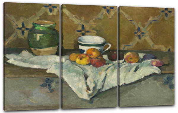 Leinwandbild Paul Cézanne - Stillleben mit Krug, Tasse und Äpfel (1877)