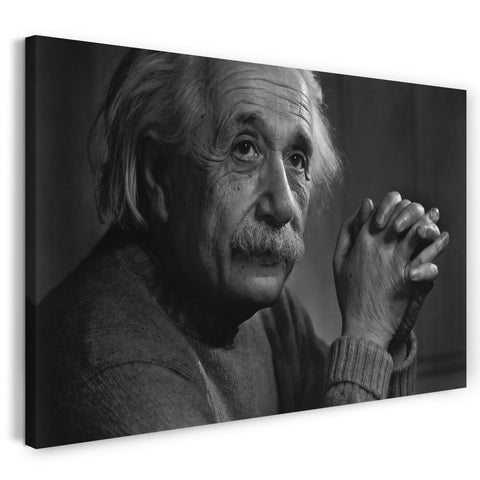 Leinwandbild Albert Einstein genialer Physiker Hände zusammengelegt