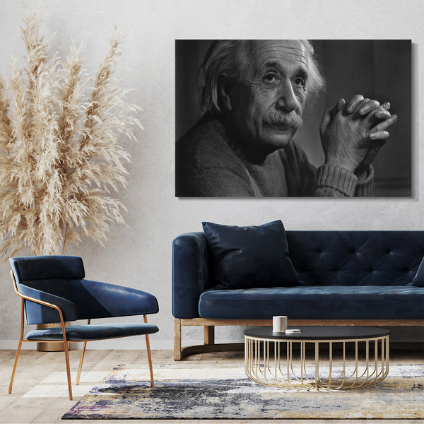 Leinwandbild Albert Einstein genialer Physiker Hände zusammengelegt