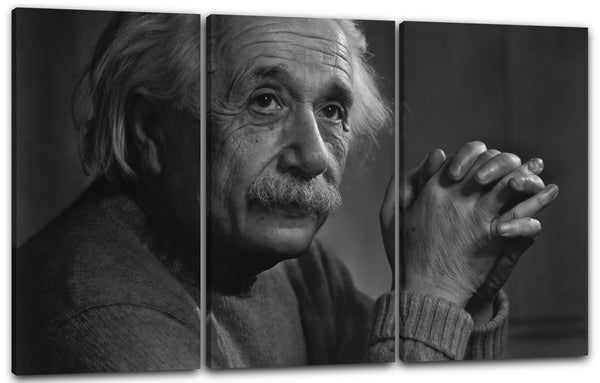 Leinwandbild Albert Einstein genialer Physiker Hände zusammengelegt