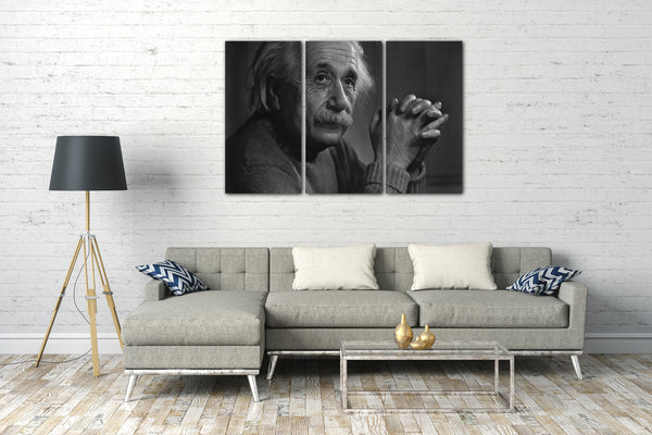 Leinwandbild Albert Einstein genialer Physiker Hände zusammengelegt