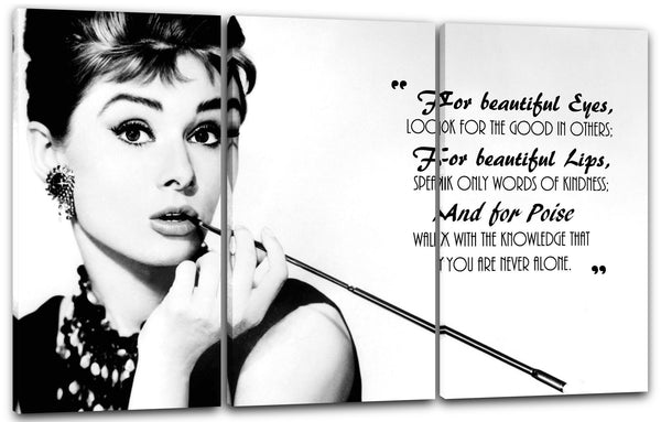 Leinwandbild Audrey Hepburn Zigarettenhalter schwarzes Kleid schulterfrei