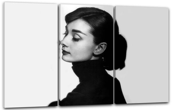 Leinwandbild Audrey Hepburn nachdenklich Nahaufnahme von links