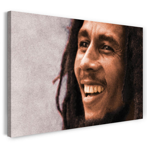 Leinwandbild Bob Marley Reggae-King Nahaufnahme Gesicht von links farbig