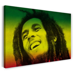 Leinwandbild Bob Marley Hintergrund Jamaica-Farben Nahaufnahme Gesicht