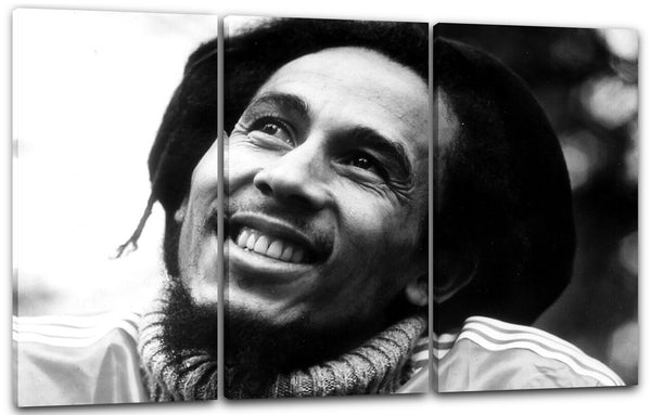 Leinwandbild Bob Marley schwarz-weiß mit Trainingsjacke Woll-Pullover