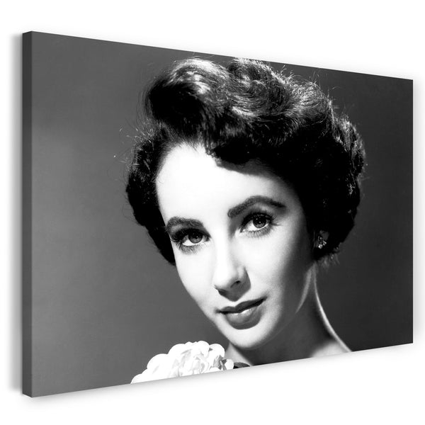 Leinwandbild Junge Elizabeth Liz Taylor Nahaufnahme weiße Rose