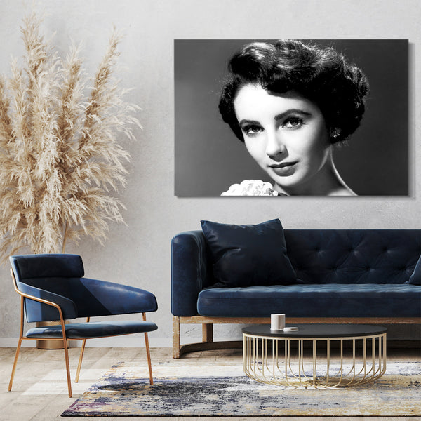 Leinwandbild Junge Elizabeth Liz Taylor Nahaufnahme weiße Rose