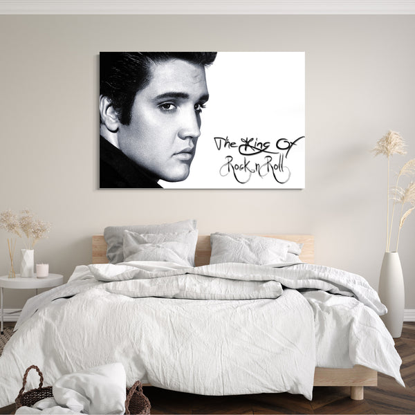 Leinwandbild Elvis Presley King of Rock'n'Roll Nahaufnahme Schriftzug