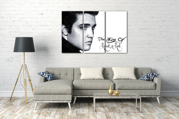 Leinwandbild Elvis Presley King of Rock'n'Roll Nahaufnahme Schriftzug