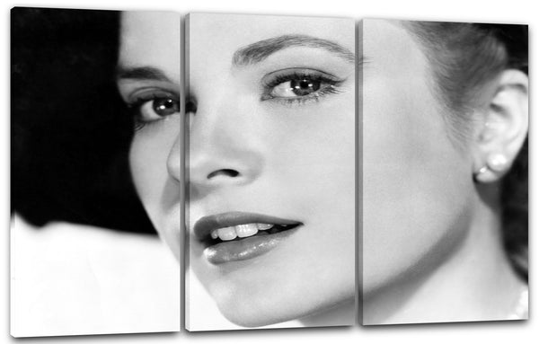 Leinwandbild Grace Kelly mit Hut und Gloss-Lippenstift Perlen-Ohrring