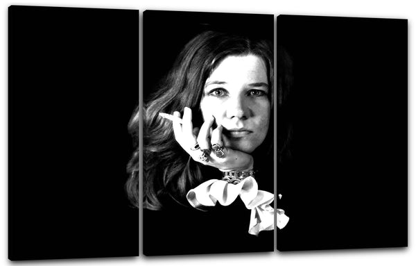 Leinwandbild Janis Joplin Rock-Legende Rockstar schwarz weiss Portrait