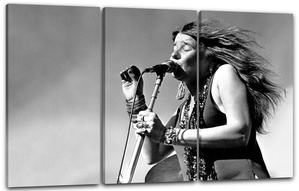 Leinwandbild Janis Joplin Rock-Sängerin schwarz weiß Konzert Festival