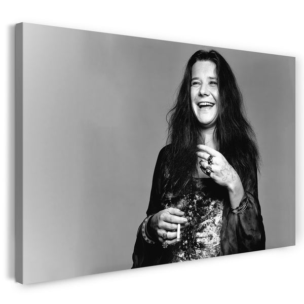 Leinwandbild Janis Joplin schwarz weiß Portrait Rock-Legende Sängerin