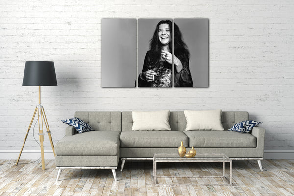 Leinwandbild Janis Joplin schwarz weiß Portrait Rock-Legende Sängerin