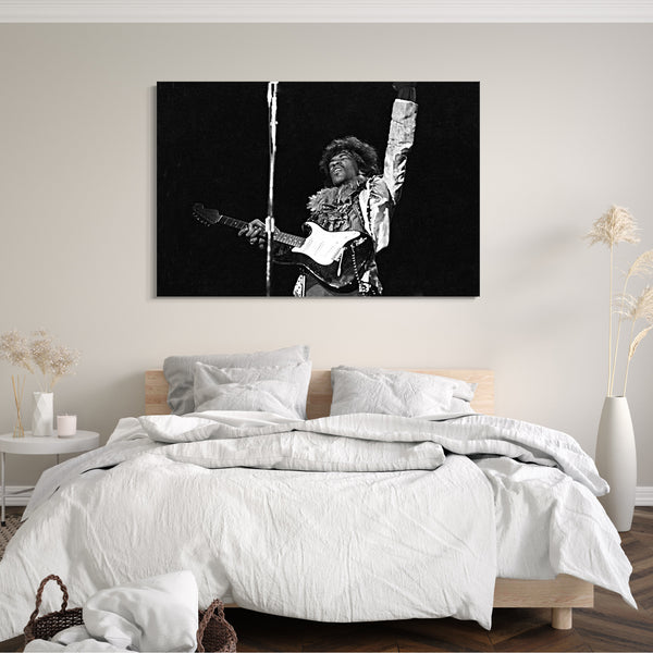 Leinwandbild Jimi Hendrix schwarz weiss retro vintage Rock-Star Legende